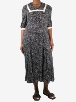 RIXO Black Polka-dot Collar Dress - Size UK 12 -The Dress Suite IMG 9850 f45b6b4f d4af 4ff5 b56e 88cc5aa470b4