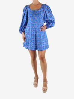 Staud Blue Tomato And Spring Onion Printed Dress - Size US 8