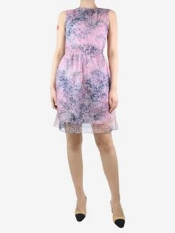 CARVEN Purple Sleeveless Floral Dress - Size UK 8