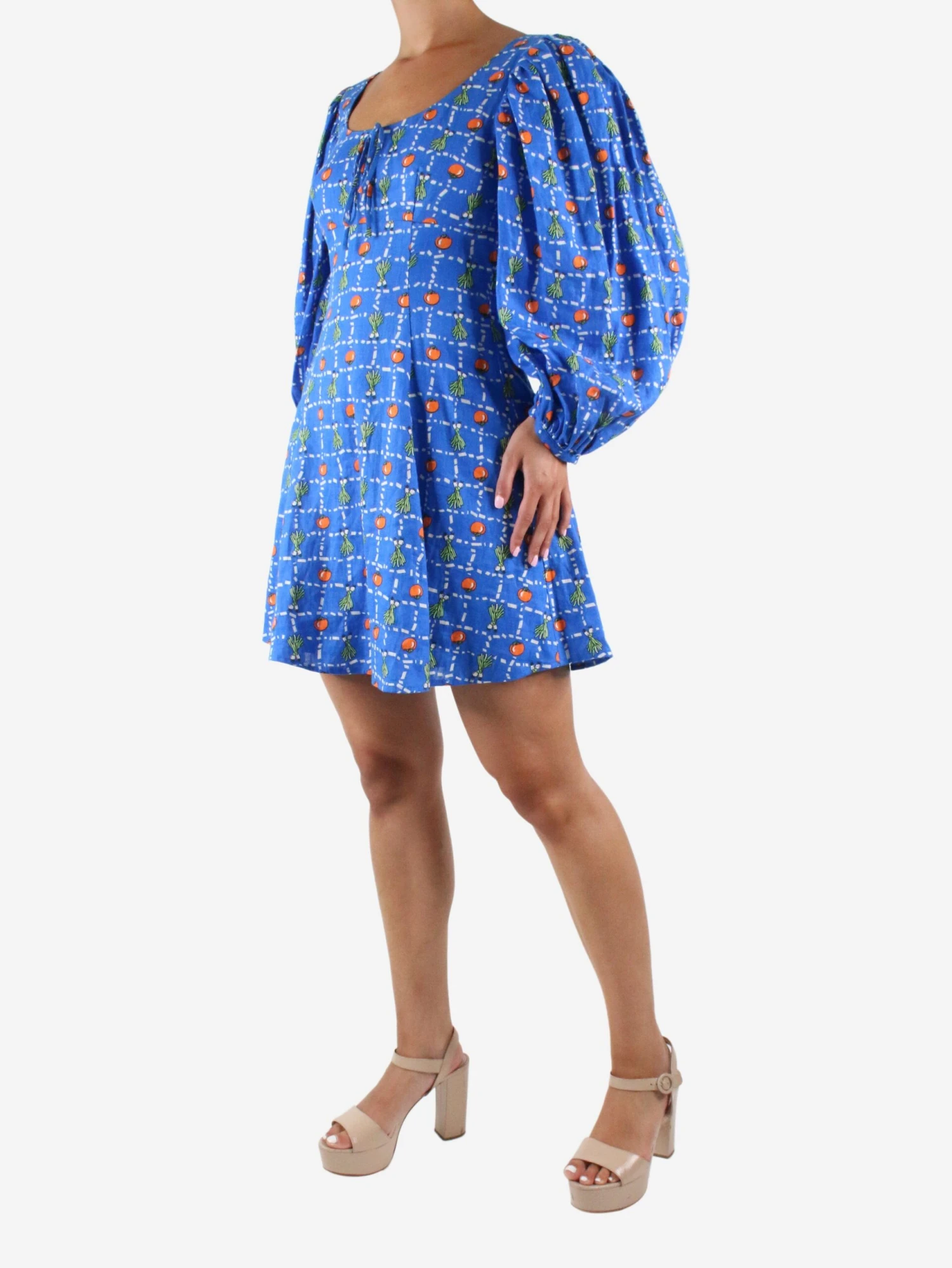 Staud Blue Tomato And Spring Onion Printed Dress - Size US 8 5 Staud Blue Tomato And Spring Onion Printed Dress - Size US 8 - Image 3