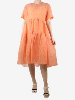 Orange Textured Tiered Midi Dress - Size UK 10 7 Orange Textured Tiered Midi Dress - Size UK 10 -The Dress Suite IMG 9905 49261382 6434 47ed 98af 3896b12b6109