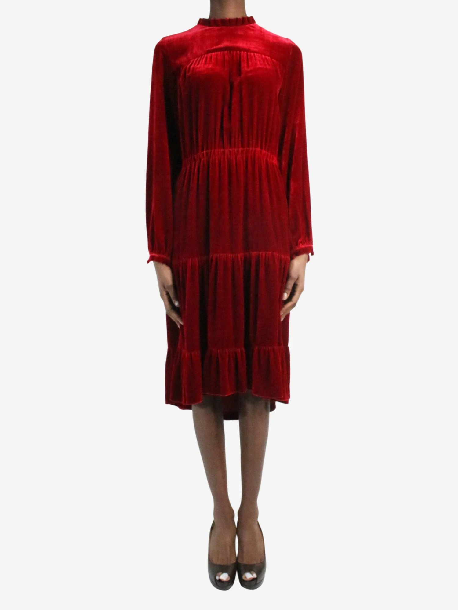 Red Velvet Dress - Size IT 42 5 Red Velvet Dress - Size IT 42 - Image 3