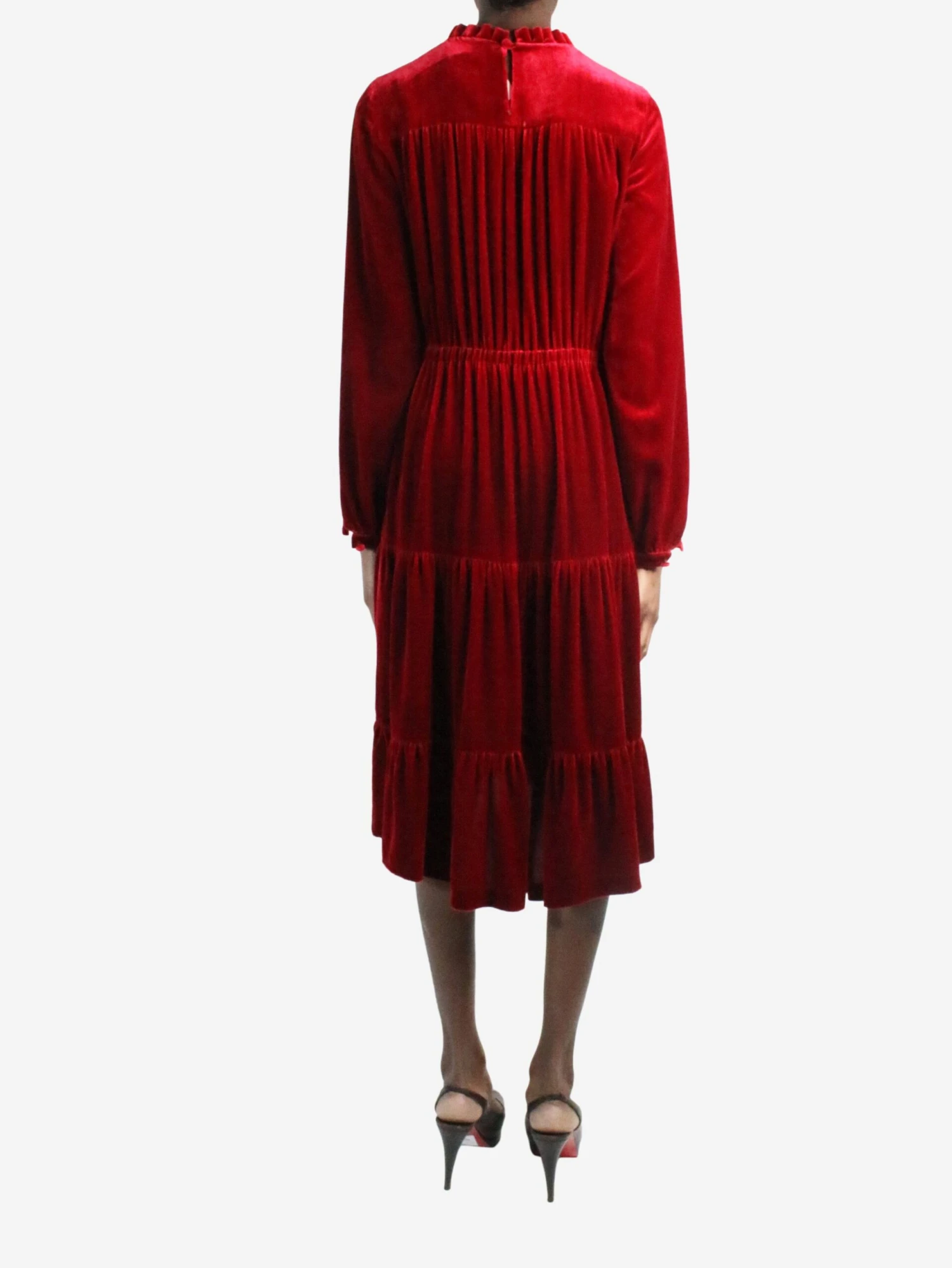 Red Velvet Dress - Size IT 42 4 Red Velvet Dress - Size IT 42 - Image 2