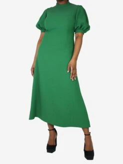 Green Halterneck Crepe Dress - Size