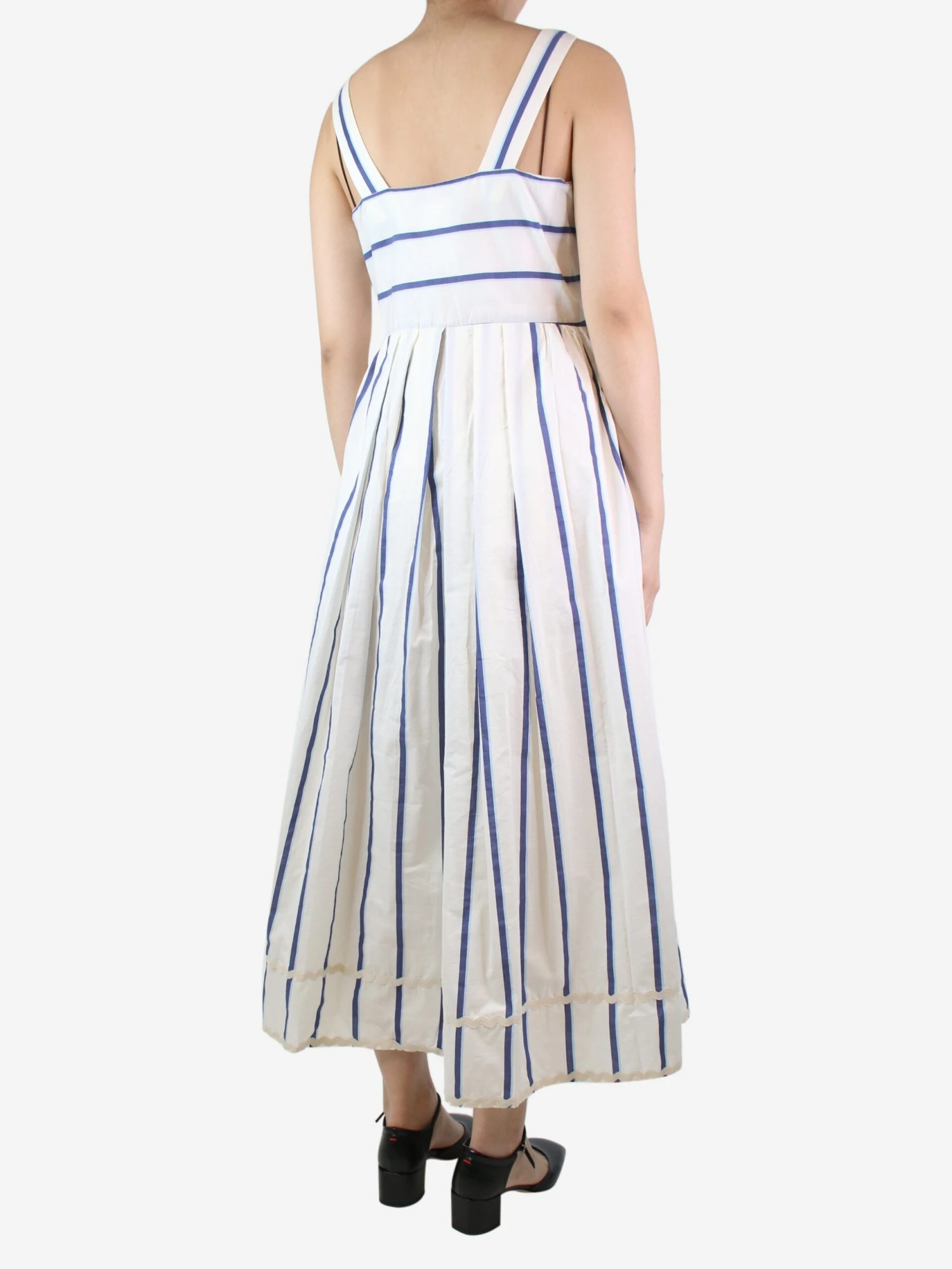 Weekend Max Mara White Sleeveless Striped Midi Dress - Size UK 12 4 Weekend Max Mara White Sleeveless Striped Midi Dress - Size UK 12 - Image 2