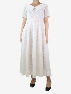 Philosophy White Broderie Anglaise Maxi Dress - Size UK 12