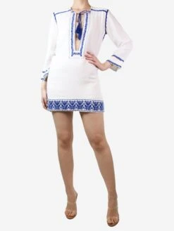Isabel Marant Etoile White Embroidered Kaftan Dress - Size UK 10