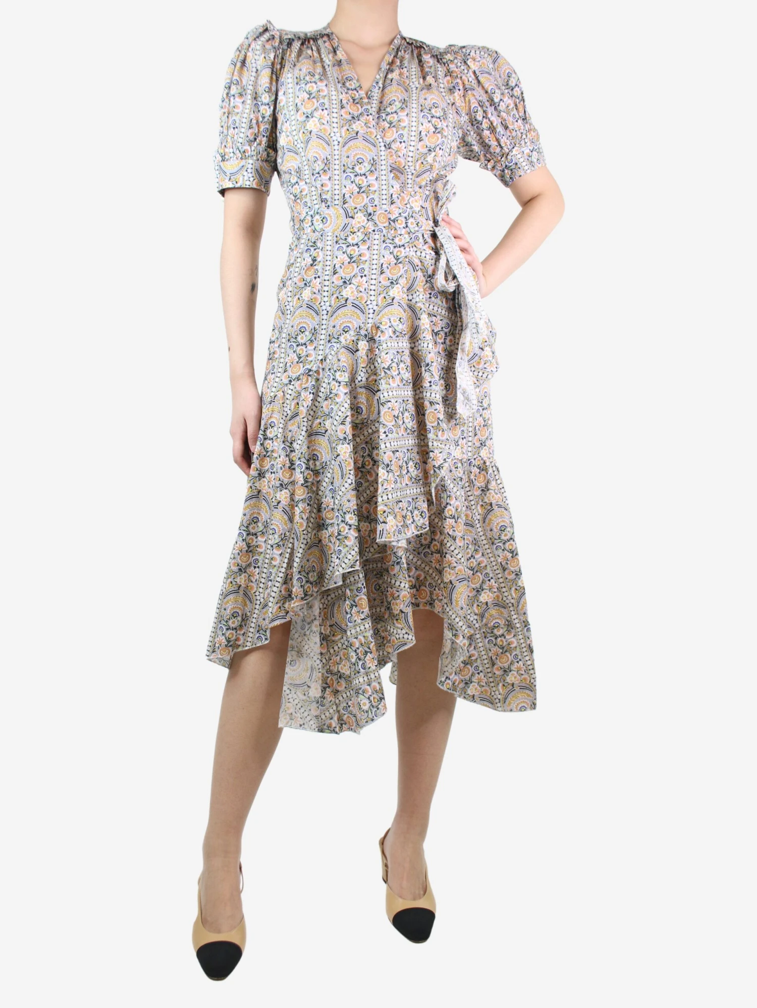 Multicoloured Floral Wrap Dress - Size UK 10 5 Multicoloured Floral Wrap Dress - Size UK 10 - Image 3