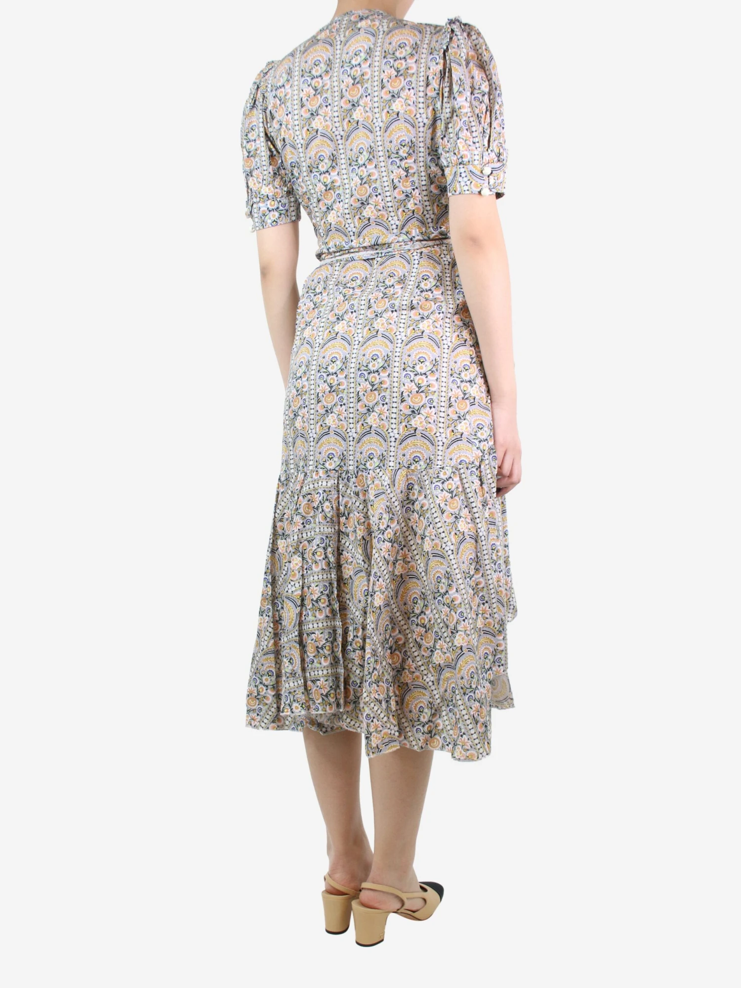 Multicoloured Floral Wrap Dress - Size UK 10 4 Multicoloured Floral Wrap Dress - Size UK 10 - Image 2