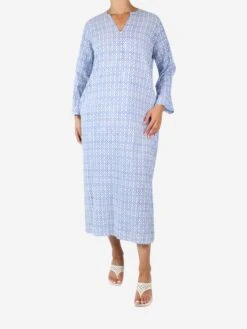 Blue Printed V-neckline Maxi Dress - Size M -The Dress Suite IMG 9995 a868b52e 8a92 4216 b0a8 b18e18b8689f