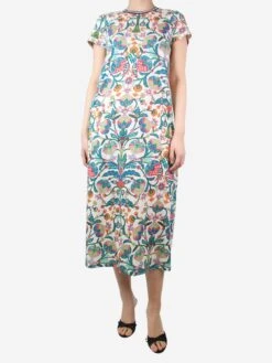 Multi Printed Sporty Swing Midi Dress - Size M